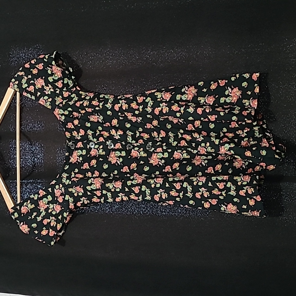 WOMEN'S Urban Outfitters Romper, Black Flower Pattern, Size Small